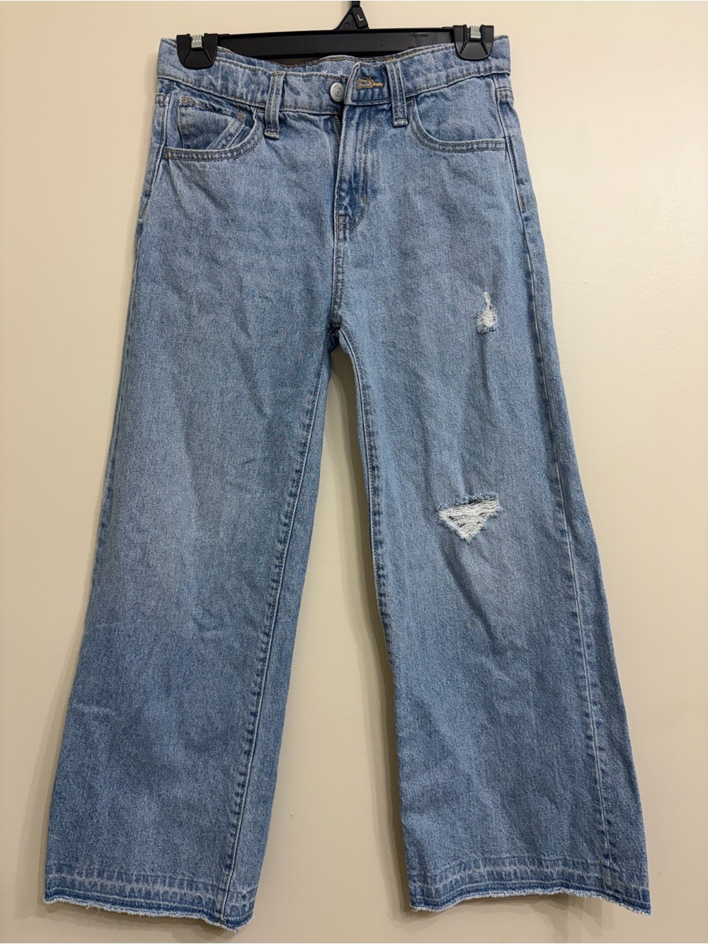 Old Navy Light Wash Distressed Wide-Leg Jeans - Kids